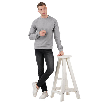 Men’s Grey Melange Pullover Sweatshirt | Everyday Comfort – Mens Trousers on Brown Living™. SKU: ARZIKI56-GREYMELANGE-M. Img 4.