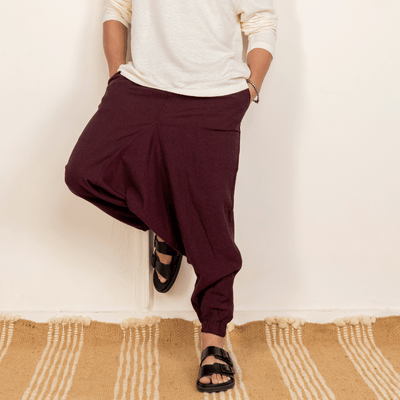 Men's Harem Pack of 2 | Black & Maroon | Fits Waist Sizes 28 to 36 – Mens Pyjama on Brown Living™. SKU: AT25AT24. Img 9.