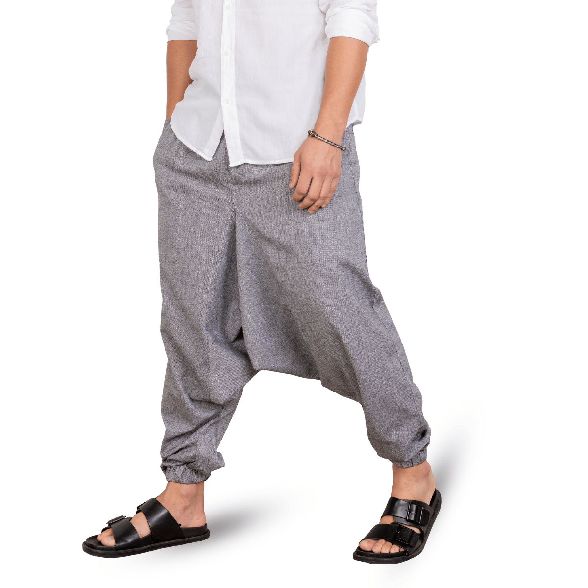 Men's Harem Pack of 2 | Blue and Grey | Fits Waist Sizes 28 to 36 – Mens Trousers on Brown Living™. SKU: AT41AT48. Img 2.