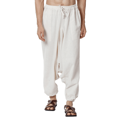 Men's Harem Pack of 2 | Cream & Grey | Fits Waist Sizes 28 to 36 – Mens Pyjama on Brown Living™. SKU: AT22AT27. Img 6.