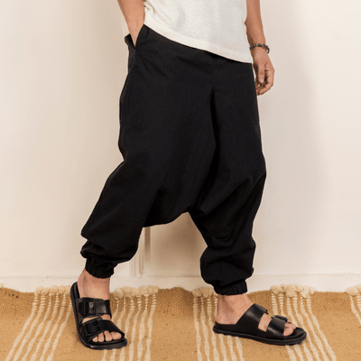 Men's Harem Pant | Black | Fits Waist Size 28" to 36" – Mens Pyjama on Brown Living™. SKU: AT01025. Img 11.