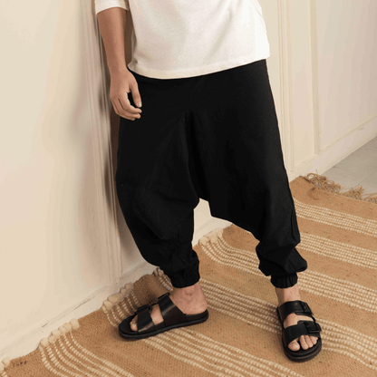 Men's Harem Pant | Black | Fits Waist Size 28" to 36" – Mens Pyjama by Hope - House of Pure Eco available on Brown Living™. . SKU: AT01025. Img 2.