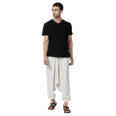 Men's Harem Pant | Cream | Fits Waist Size 28" to 36" – Mens Pyjama on Brown Living™. SKU: AT01022. Img 10.