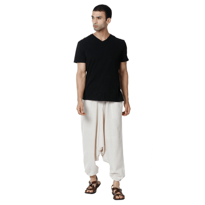 Men's Harem Pant | Cream | Fits Waist Size 28" to 36" – Mens Pyjama on Brown Living™. SKU: AT01022. Img 5.