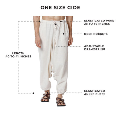 Men's Harem Pant | Cream | Fits Waist Size 28" to 36" – Mens Pyjama on Brown Living™. SKU: AT01022. Img 3.