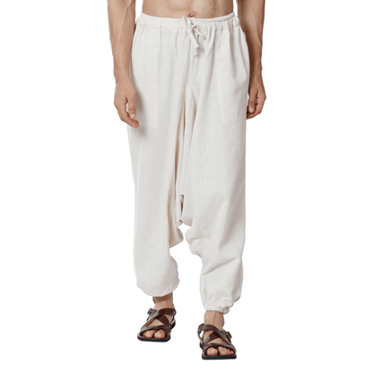 Men's Harem Pant | Cream | Fits Waist Size 28" to 36" – Mens Pyjama on Brown Living™. SKU: AT01022. Img 2.