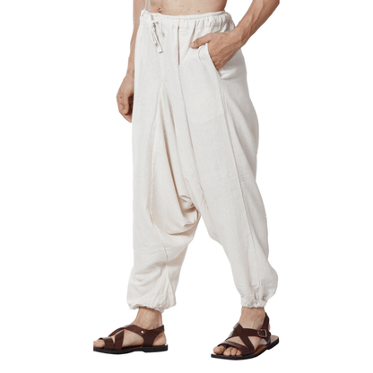 Men's Harem Pant | Cream | Fits Waist Size 28" to 36" – Mens Pyjama on Brown Living™. SKU: AT01022. Img 4.