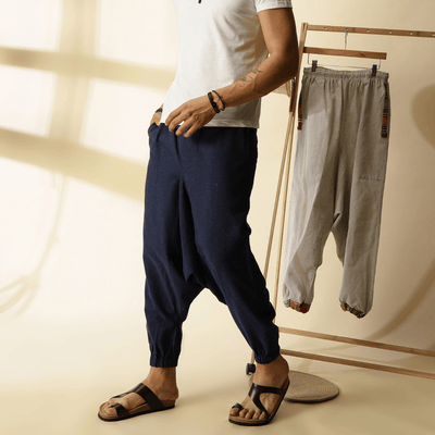 Men's Harem Pant | Dark Blue | Fits Waist Size 28" to 36" – Mens Pyjama on Brown Living™. SKU: AT01021. Img 6.