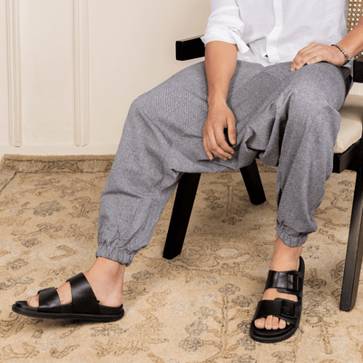 Men's Harem Pant | Grey | Fits Waist Size 26" to 38" – Mens Pyjama on Brown Living™. SKU: AT1023. Img 6.