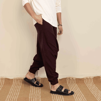 Men's Harem Pant | Maroon | Fits Waist Size 28" to 36" – Mens Pyjama on Brown Living™. SKU: AT01024. Img 4.