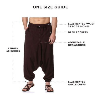 Men's Harem Pant | Maroon | Fits Waist Size 28" to 36" – Mens Pyjama on Brown Living™. SKU: AT01024. Img 10.