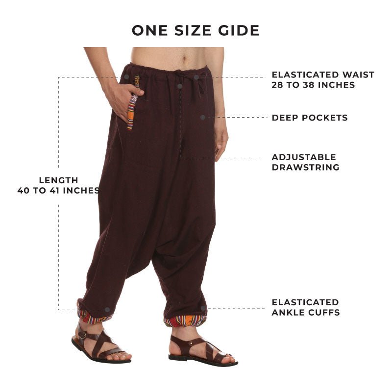 Men's Harem Pant | Maroon | Fits Waist Size 28" to 36" – Mens Pyjama by Hope - House of Pure Eco available on Brown Living™. . SKU: AT01024. Img 3.