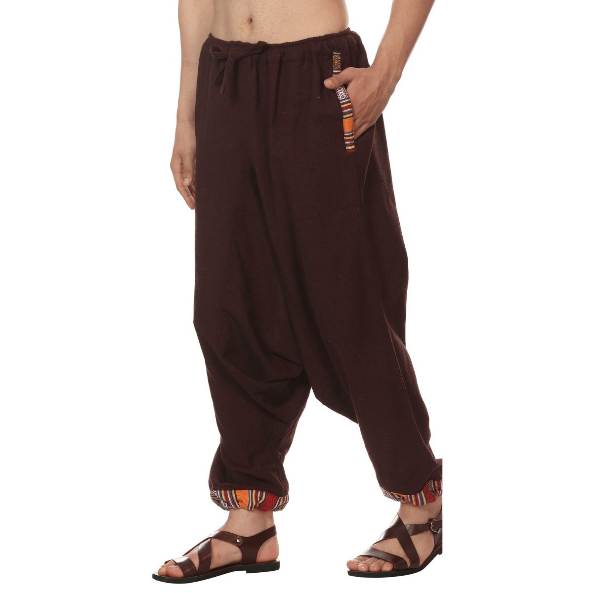 Men's Harem Pant | Maroon | Fits Waist Size 28" to 36" – Mens Pyjama by Hope - House of Pure Eco available on Brown Living™. . SKU: AT01024. Img 2.