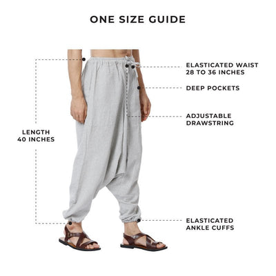 Men's Harem Pant | Melange Grey | Fits Waist Size 28" to 36" – Mens Pyjama on Brown Living™. SKU: AT01027. Img 3.