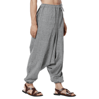 Men's Harem Pants | Grey | Fits Waist Size 28" to 36" – Mens Pyjama on Brown Living™. SKU: AT01048. Img 4.