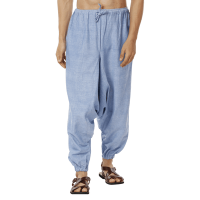 Men's Harem Pants | Lavender Blue | Fits Waist Size 28" to 36" – Mens Pyjama on Brown Living™. SKU: AT01041. Img 11.