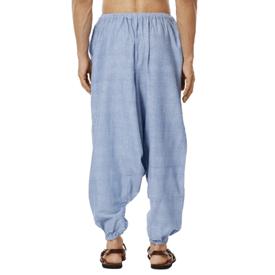 Men's Harem Pants | Lavender Blue | Fits Waist Size 28" to 36" – Mens Pyjama on Brown Living™. SKU: AT01041. Img 12.