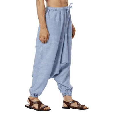 Men's Harem Pants | Lavender Blue | Fits Waist Size 28" to 36" – Mens Pyjama on Brown Living™. SKU: AT01041. Img 5.