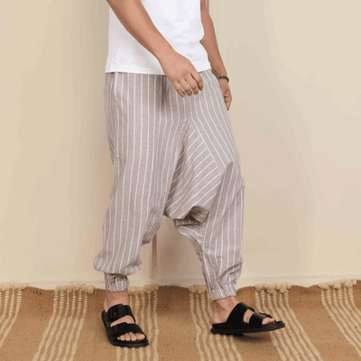 Men's Harem Pants Pack of 2 | Cream & Grey | Fits Waist Size 28 to 36 – Mens Pyjama on Brown Living™. SKU: AT22AT30. Img 8.