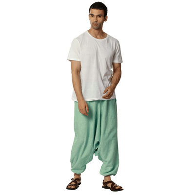 Men's Harem Pants | Sea Green | Fits Waist Size 28" to 36" – Mens Pyjama on Brown Living™. SKU: AT01047. Img 8.