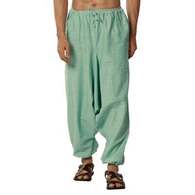 Men's Harem Pants | Sea Green | Fits Waist Size 28" to 36" – Mens Pyjama on Brown Living™. SKU: AT01047. Img 11.