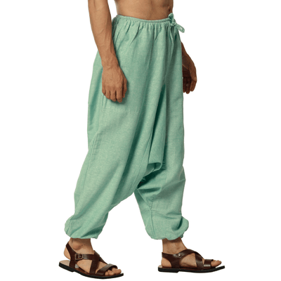 Men's Harem Pants | Sea Green | Fits Waist Size 28" to 36" – Mens Pyjama on Brown Living™. SKU: AT01047. Img 4.