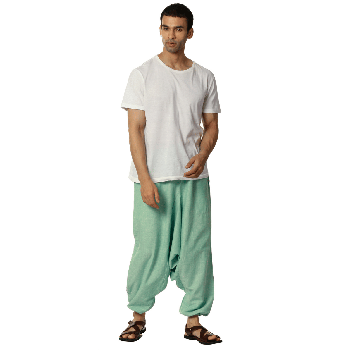 Men's Harem Pants | Sea Green | Fits Waist Size 28" to 36" – Mens Pyjama by Hope - House of Pure Eco available on Brown Living™. . SKU: AT01047. Img 2.