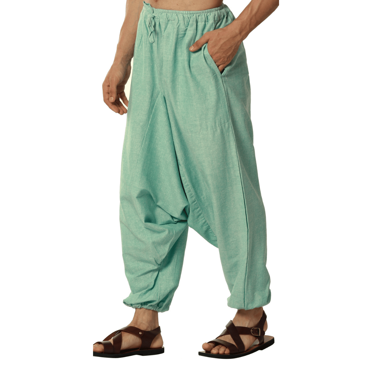 Men's Harem Pants | Sea Green | Fits Waist Size 28" to 36" – Mens Pyjama by Hope - House of Pure Eco available on Brown Living™. . SKU: AT01047. Img 1.
