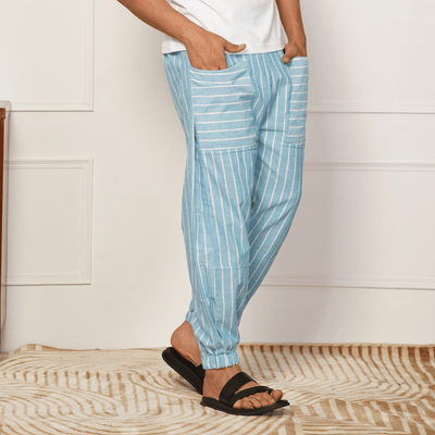Men's Hopper | Blue Stripes | Fits Waist Sizes 28 to 38 Inches – Mens Pyjama on Brown Living™. SKU: HOP - AT26. Img 11.
