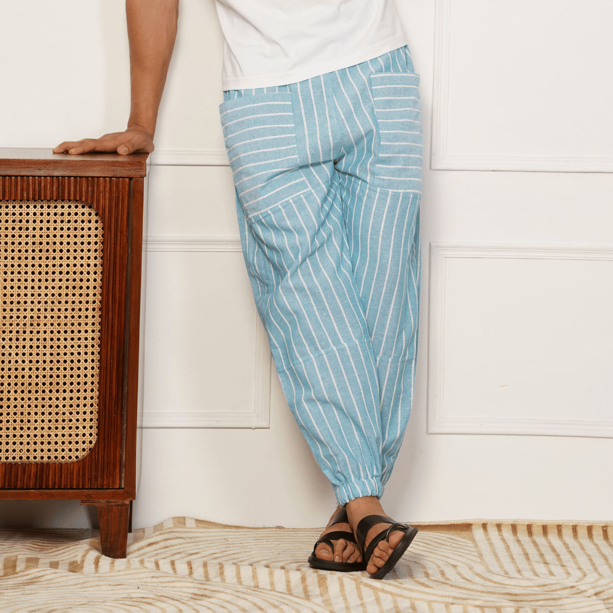 Men's Hopper | Blue Stripes | Fits Waist Sizes 28 to 38 Inches – Mens Pyjama by Hope - House of Pure Eco available on Brown Living™. . SKU: HOP - AT26. Img 4.