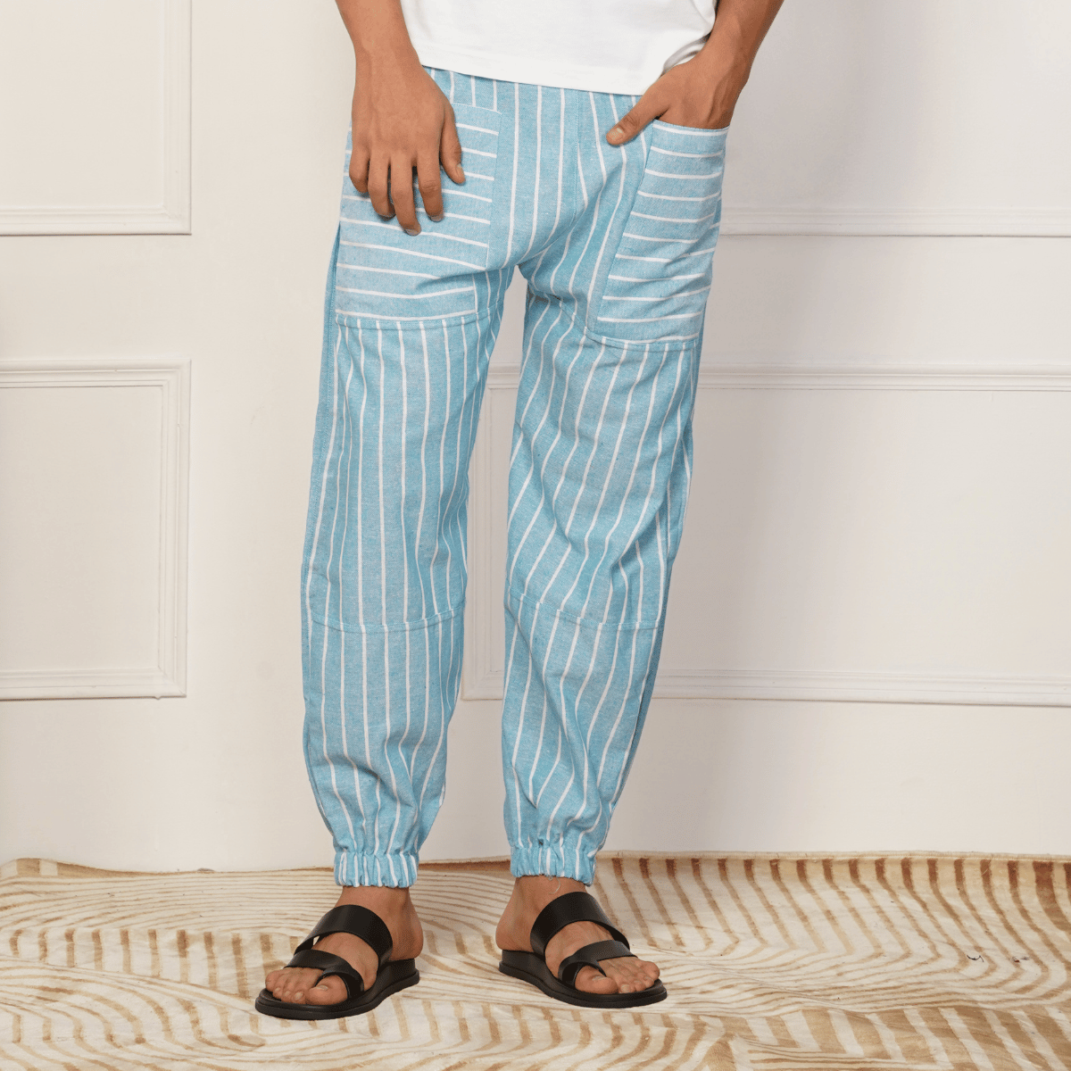Men's Hopper | Blue Stripes | Fits Waist Sizes 28 to 38 Inches – Mens Pyjama by Hope - House of Pure Eco available on Brown Living™. . SKU: HOP - AT26. Img 2.