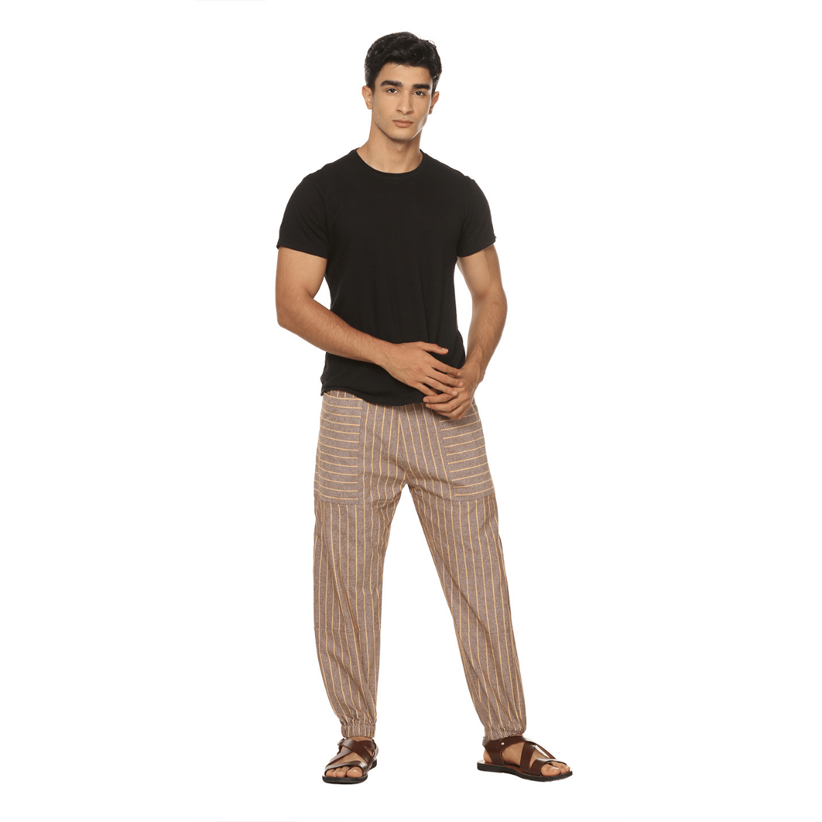 Men's Hopper | Brown Stripes | Fits Waist Sizes 28 to 38 Inches – Mens Pyjama by Hope - House of Pure Eco available on Brown Living™. . SKU: HOP - AT29. Img 2.