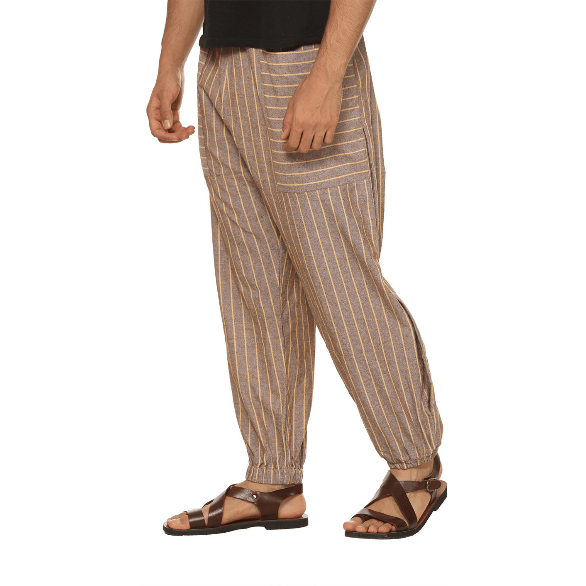 Men's Hopper | Brown Stripes | Fits Waist Sizes 28 to 38 Inches – Mens Pyjama by Hope - House of Pure Eco available on Brown Living™. . SKU: HOP - AT29. Img 4.