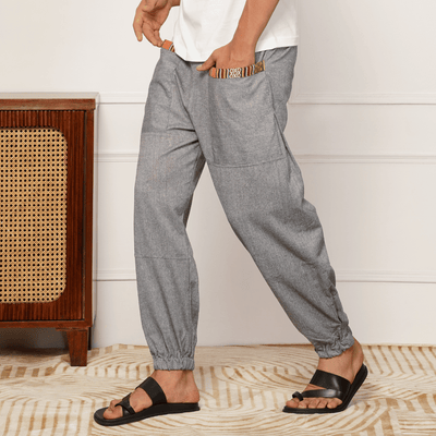 Men's Hopper | Grey | Fits Waist Sizes 28 to 38 Inches – Mens Pyjama on Brown Living™. SKU: HOP - AT23. Img 4.