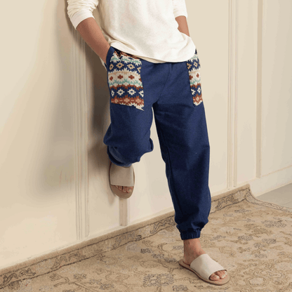 Men's Hopper Joggers | Dark Blue with Pocket Patch | Fits Waist Sizes 30 to 38 Inches – Mens Pyjama by Hope - House of Pure Eco available on Brown Living™. . SKU: H - 1_m11. Img 2.