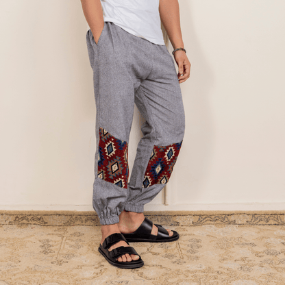 Men's Hopper Joggers | Grey with Patterned Patch| Fits Waist Sizes 30 to 38 Inches – Mens Pyjama by Hope - House of Pure Eco available on Brown Living™. . SKU: H - 2_m13. Img 6.