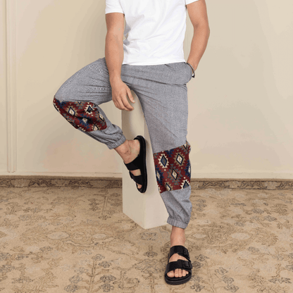 Men's Hopper Joggers | Grey with Patterned Patch| Fits Waist Sizes 30 to 38 Inches – Mens Pyjama by Hope - House of Pure Eco available on Brown Living™. . SKU: H - 2_m13. Img 4.