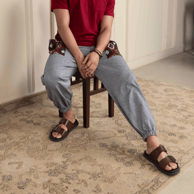 Men's Hopper Joggers | Grey With Pocket Patch | Fits Waist Sizes 30 to 38 Inches – Mens Pyjama on Brown Living™. SKU: H - 1_m13. Img 6.