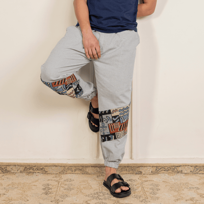 Men's Hopper Joggers | Melange Grey With Patterned Patchwork | Fits Waist Sizes 30 to 38 Inches – Mens Pyjama by Hope - House of Pure Eco available on Brown Living™. . SKU: H - 2_m17. Img 5.
