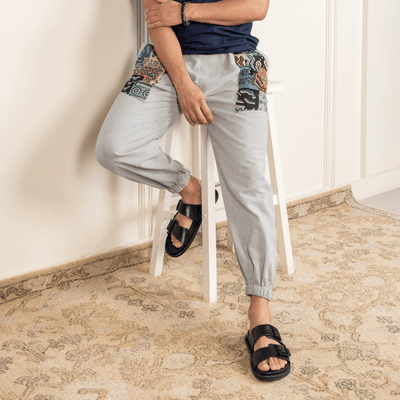 Men's Hopper Joggers | Melange Grey With Pocket Patch | Fits Waist Sizes 30 to 38 Inches – Mens Pyjama on Brown Living™. SKU: H - 1_m17. Img 4.