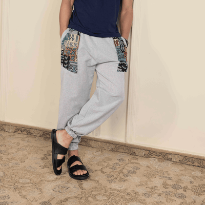 Men's Hopper Joggers | Melange Grey With Pocket Patch | Fits Waist Sizes 30 to 38 Inches – Mens Pyjama on Brown Living™. SKU: H - 1_m17. Img 2.