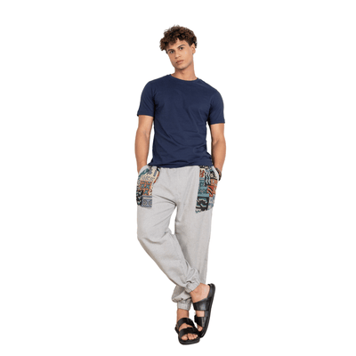 Men's Hopper Joggers | Melange Grey With Pocket Patch | Fits Waist Sizes 30 to 38 Inches – Mens Pyjama on Brown Living™. SKU: H - 1_m17. Img 7.