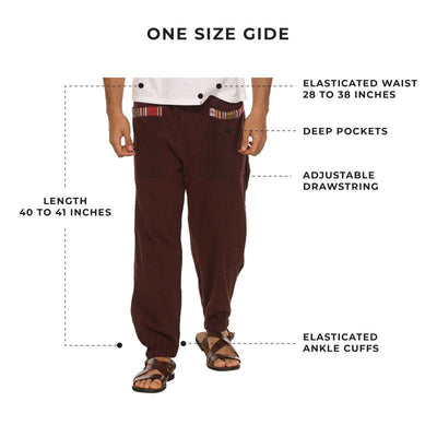Men's Hopper | Maroon | Fits Waist Sizes 28 to 38 Inches – Mens Pyjama on Brown Living™. SKU: HOP - AT24. Img 3.