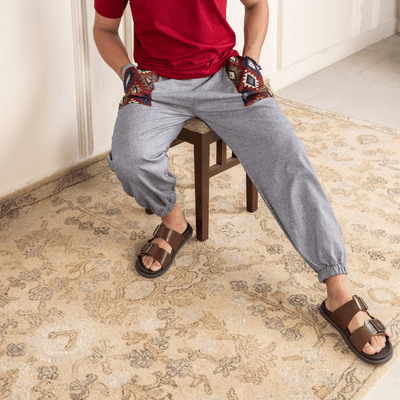 Men's Joggers | Grey Pocket Patch | Fits Waist Sizes 30” to 38” – Mens Pyjama on Brown Living™. SKU: H - 1_m13. Img 11.