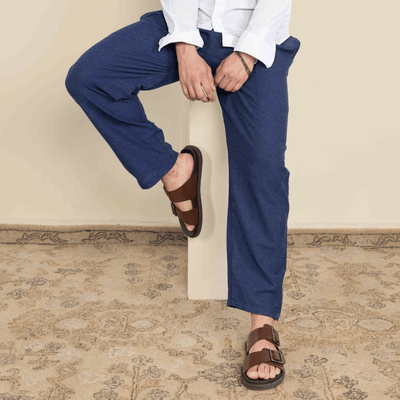 Men's Lounge Pant | Dark Blue | Fits Waist Size 28" to 36" – Mens Pyjama on Brown Living™. SKU: AT01011. Img 15.