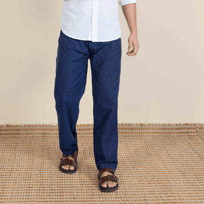 Men's Lounge Pant | Dark Blue | Fits Waist Size 28" to 36" – Mens Pyjama on Brown Living™. SKU: AT01011. Img 6.