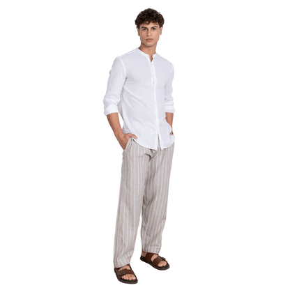 Men's Lounge Pant | Grey Stripes | Fits Waist Size 28" to 36" – Mens Pyjama on Brown Living™. SKU: AT01020. Img 5.