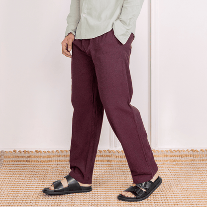 Men's Lounge Pant | Maroon | Fits Waist Size 28" to 36" – Mens Pyjama by Hope - House of Pure Eco available on Brown Living™. . SKU: AT01014. Img 2.