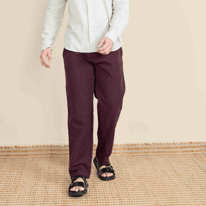 Men's Lounge Pant | Maroon | Fits Waist Size 28" to 36" – Mens Pyjama by Hope - House of Pure Eco available on Brown Living™. . SKU: AT01014. Img 4.