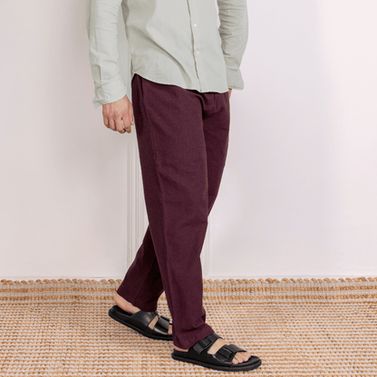 Men's Lounge Pant | Maroon | Fits Waist Size 28" to 36" – Mens Pyjama by Hope - House of Pure Eco available on Brown Living™. . SKU: AT01014. Img 5.